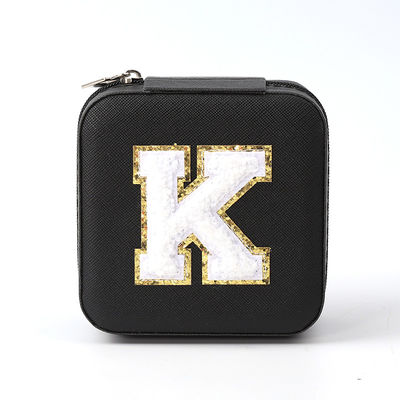 Gioielleria di lusso Cassa di deposito regalo Logo personalizzato Portable Small Leather Black Organizer Travel Case