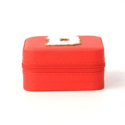 Scatola portatile di gioielli in pelle rossa