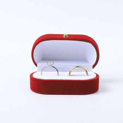 Casella di gioielli di lusso personalizzata con gioielli di velluto rosso personalizzati confezionamento matrimonio fidanzamento doppio anello