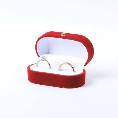 Casella di gioielli di lusso personalizzata con gioielli di velluto rosso personalizzati confezionamento matrimonio fidanzamento doppio anello