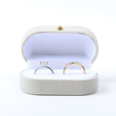 Casella di gioielli di lusso Personalizzata Gioielli di velluto grigio personalizzati confezionamento matrimonio fidanzamento doppio anello