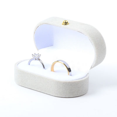 Casella di gioielli di lusso Personalizzata Gioielli di velluto grigio personalizzati confezionamento matrimonio fidanzamento doppio anello