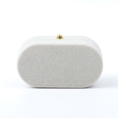 comprare Casella di gioielli di lusso Personalizzata Gioielli di velluto grigio personalizzati confezionamento matrimonio fidanzamento doppio anello online manufacture