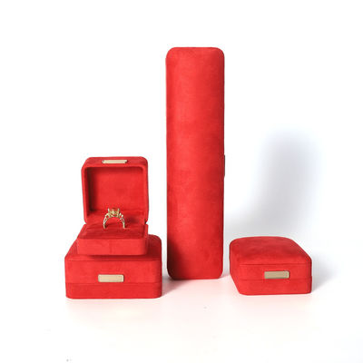 Scatola portagioie in velluto flanella rosso di lusso di alta gamma per bracciale collana anello orecchino