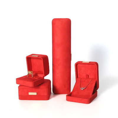 Scatola portagioie in velluto flanella rosso di lusso di alta gamma per bracciale collana anello orecchino
