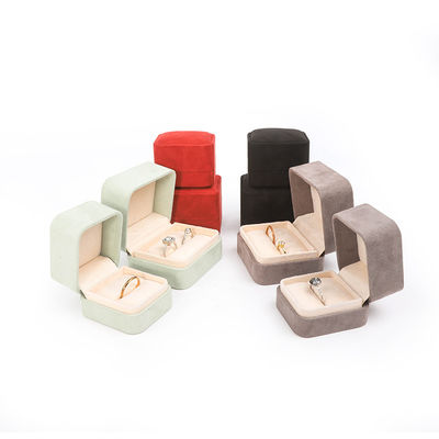Ingrosso Gioielli di fascia alta Imballaggio Ring Box Logo personalizzato Gioielli Imballaggio Luxury Double Wedding Engagement Velvet Ring Box
