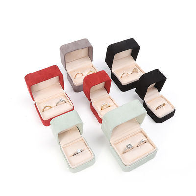 Ingrosso Gioielli di fascia alta Imballaggio Ring Box Logo personalizzato Gioielli Imballaggio Luxury Double Wedding Engagement Velvet Ring Box