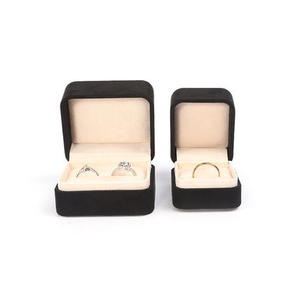 Ingrosso Gioielli di fascia alta Imballaggio Ring Box Logo personalizzato Gioielli Imballaggio Luxury Double Wedding Engagement Velvet Ring Box