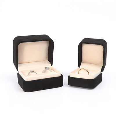 Ingrosso Gioielli di fascia alta Imballaggio Ring Box Logo personalizzato Gioielli Imballaggio Luxury Double Wedding Engagement Velvet Ring Box