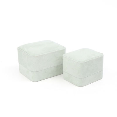 Gioielli all'ingrosso Imballaggio Ring Box Custom Jewelry Packaging Luxury Double Wedding Engagement Green Velvet Ring Box con logo