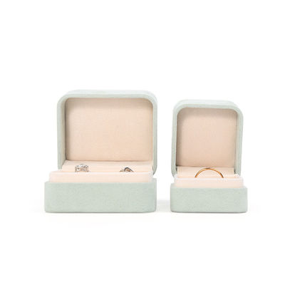 Gioielli all'ingrosso Imballaggio Ring Box Custom Jewelry Packaging Luxury Double Wedding Engagement Green Velvet Ring Box con logo