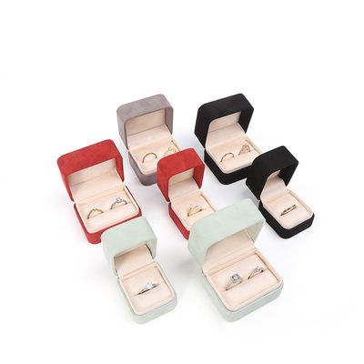 Gioielli all'ingrosso Imballaggio Ring Box Custom Jewelry Packaging Luxury Double Wedding Engagement Green Velvet Ring Box con logo