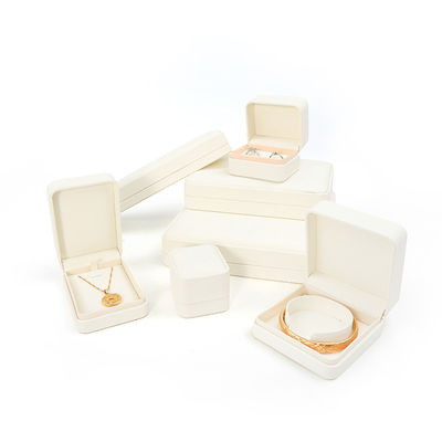 Scatola portagioie in pelle bianca grande set di gioielli imballaggio con logo personalizzato