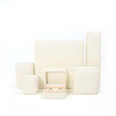 Scatola portagioie in pelle bianca grande set di gioielli imballaggio con logo personalizzato