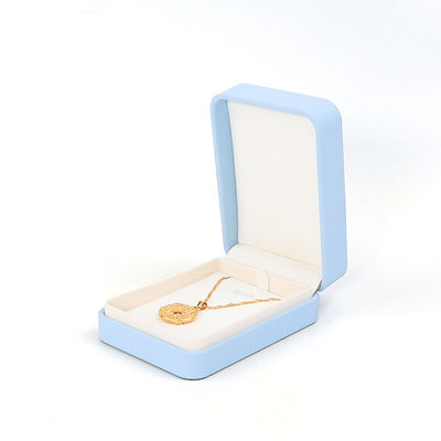 Scatola portagioie in pelle blu chiaro per set di gioielli grandi, collana, bracciale, orecchini, anello, confezione
