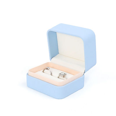 Scatola portagioie in pelle blu chiaro per set di gioielli grandi, collana, bracciale, orecchini, anello, confezione