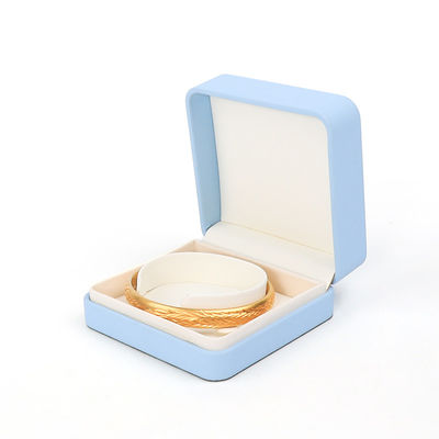 Scatola portagioie in pelle blu chiaro per set di gioielli grandi, collana, bracciale, orecchini, anello, confezione