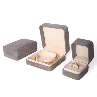 Scatola per imballaggio di gioielli grigio premium personalizzata di alta gamma per set di gioielli grandi, collana, bracciale, orecchini, anello