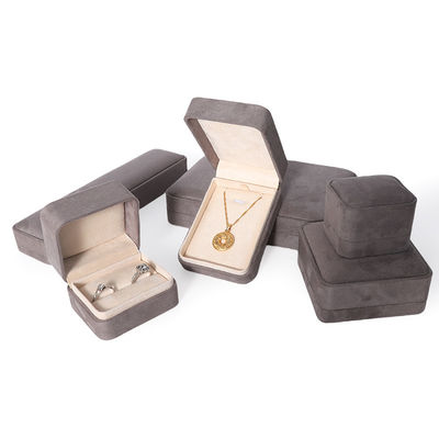 Scatola per imballaggio di gioielli grigio premium personalizzata di alta gamma per set di gioielli grandi, collana, bracciale, orecchini, anello