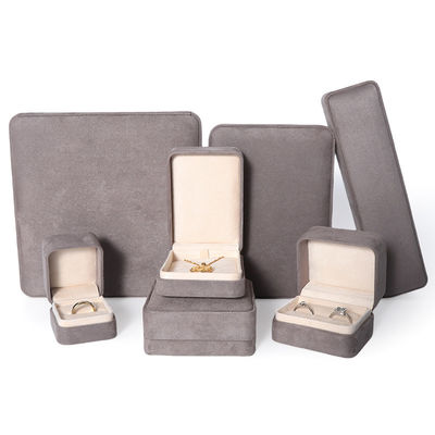 Scatola per imballaggio di gioielli grigio premium personalizzata di alta gamma per set di gioielli grandi, collana, bracciale, orecchini, anello