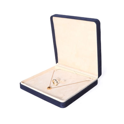 China Manufacturing Wholesale Premium Blu Jewellery Packaging Box Custom Hign End Big Jewelry Set Collare Bracelet Earrings Ring Packaging Handmade Square Velvet Blue Jewelry Box With Logo