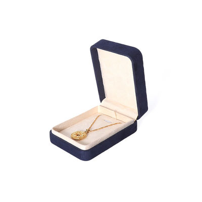 China Manufacturing Wholesale Premium Blu Jewellery Packaging Box Custom Hign End Big Jewelry Set Collare Bracelet Earrings Ring Packaging Handmade Square Velvet Blue Jewelry Box With Logo