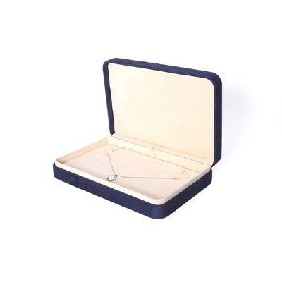 China Manufacturing Wholesale Premium Blu Jewellery Packaging Box Custom Hign End Big Jewelry Set Collare Bracelet Earrings Ring Packaging Handmade Square Velvet Blue Jewelry Box With Logo