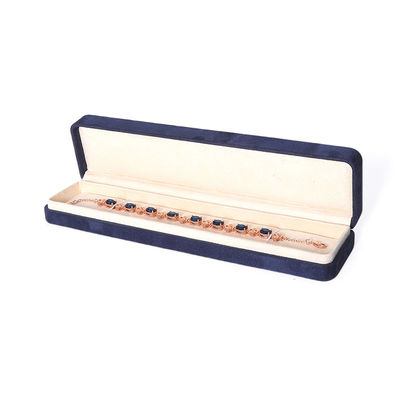 China Manufacturing Wholesale Premium Blu Jewellery Packaging Box Custom Hign End Big Jewelry Set Collare Bracelet Earrings Ring Packaging Handmade Square Velvet Blue Jewelry Box With Logo