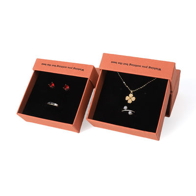 Cina fabbricazione all'ingrosso di alta qualità Colletto Orecchini Braccialetto anello scatola Gioielli imballaggio personalizzato Custom Eco Friendly Cartone Carta arancione cassetto Gioielli scatola con logo