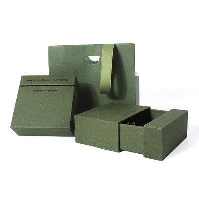 Cina produzione all'ingrosso di alta qualità Collana Orecchini Bracciale anello scatola Imballaggio gioielli Personalizzato Personalizzato Eco Friendly Cartone Carta verde Scatola per gioielli a cassetto con logo