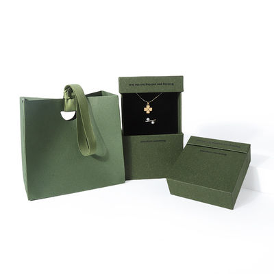 Cina produzione all'ingrosso di alta qualità Collana Orecchini Bracciale anello scatola Imballaggio gioielli Personalizzato Personalizzato Eco Friendly Cartone Carta verde Scatola per gioielli a cassetto con logo