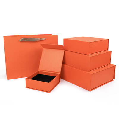 Manifattura all'ingrosso di alta qualità Magnetic Gift Box Packaging Logo personalizzato lusso Eco Friendly Cartone Carta arancione Magnetic Jewelry Box