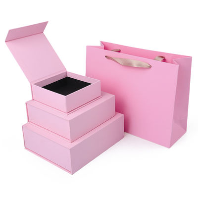 Manifattura all'ingrosso di alta qualità Magnetic Gift Box Packaging Logo personalizzato lusso Eco Friendly Cartone Carta rosa Magnetic Jewelry Box