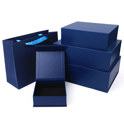 Produzione all'ingrosso di alta qualità Scatola regalo magnetica Imballaggio Logo personalizzato lusso Eco-compatibile Cartone di carta blu Scatola portagioie magnetica