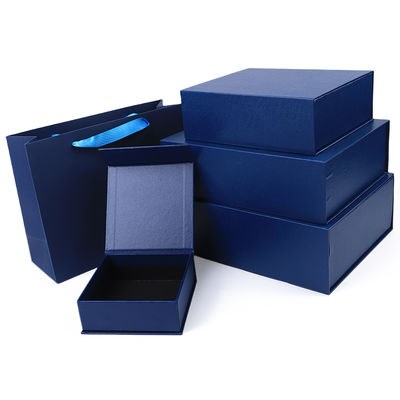 Produzione all'ingrosso di alta qualità Scatola regalo magnetica Imballaggio Logo personalizzato lusso Eco-compatibile Cartone di carta blu Scatola portagioie magnetica