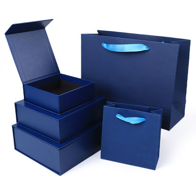 Produzione all'ingrosso di alta qualità Scatola regalo magnetica Imballaggio Logo personalizzato lusso Eco-compatibile Cartone di carta blu Scatola portagioie magnetica
