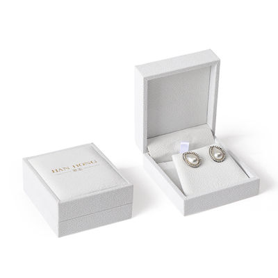 Scatola portagioie quadrata bianca in velluto di alta gamma per confezionamento bracciali, collane e anelli