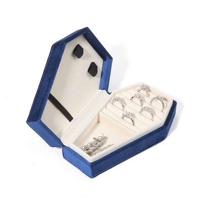 Organizzatore personalizzato Conservatorio blu velluto Gioielli Travel Box OEM gioielli di Natale scatola regalo