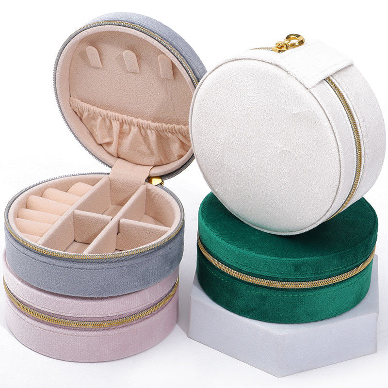 Casella di conservazione di gioielli di velluto per orecchini personalizzati con logo, collane e anelli