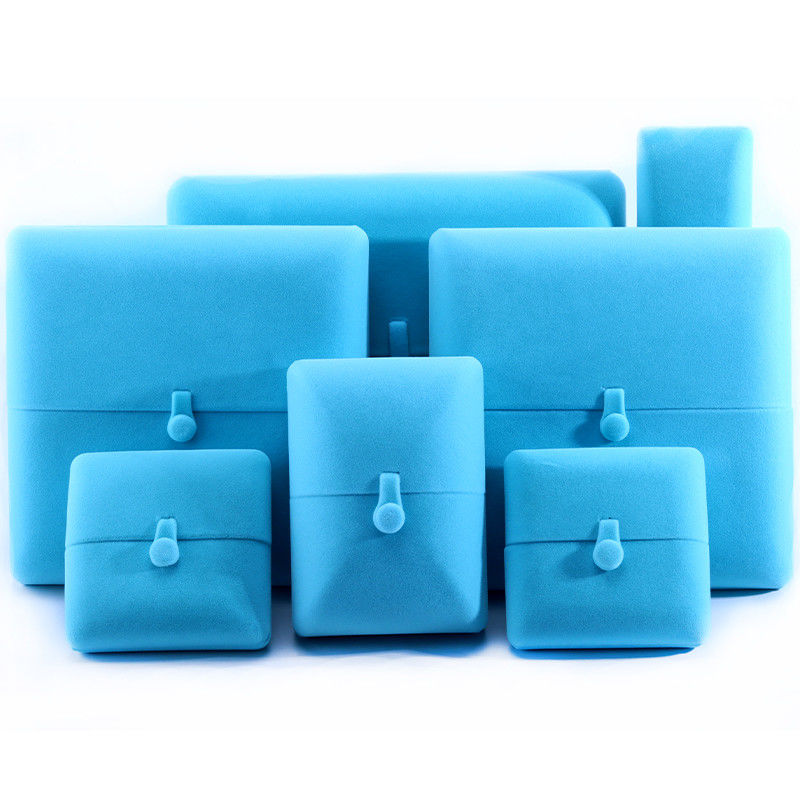 Sky Blue Velvet Hanhong Custom Logo Gioielli Confezionamento Scatola per Braccialetto Orecchini Regalo