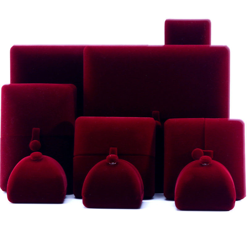 Elegante scatola di gioielli a doppia porta con taglia di fondo di velluto rosso con logo