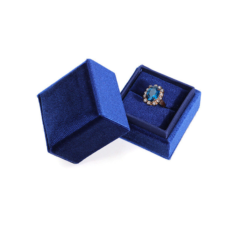 Hanhong Luxury Customized Blue Square Ring Box per carta di fidanzamento di nozze