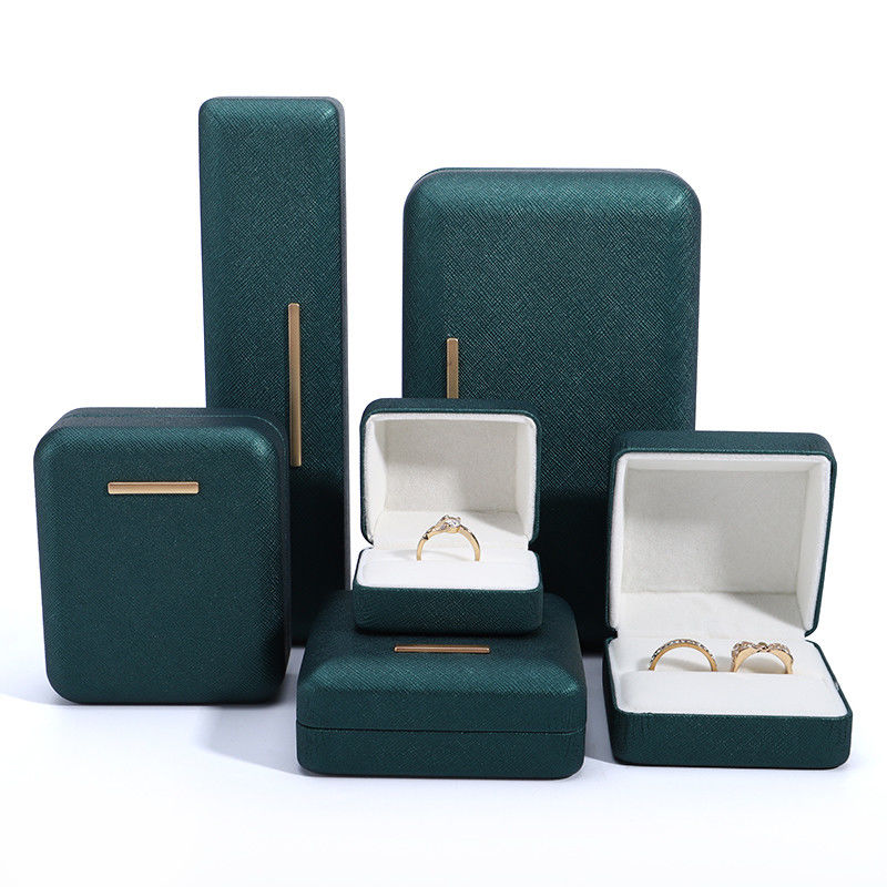 Hanhong Green PU Leather Velvet Jewelry Box per il logo personalizzato e l'imballaggio di lusso