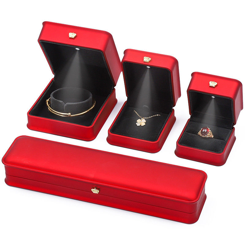 LED luce rosso colore gioielli scatola set, gioielli confezionamento scatola con logo personalizzato