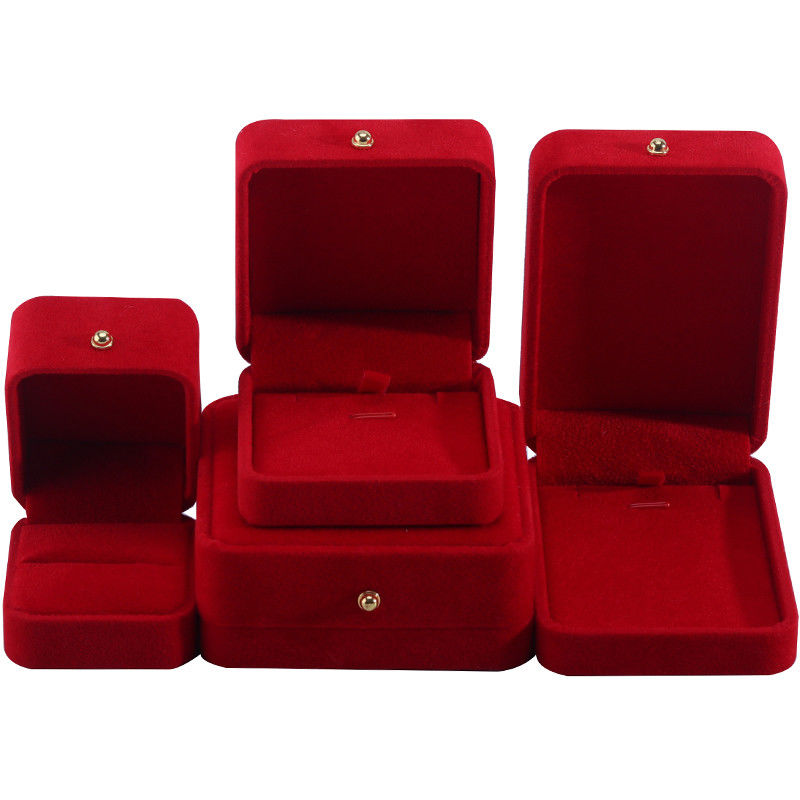 Casella di imballaggio per gioielli di velluto rosso per bracciale per collane per orecchini per cerchioni per cerchioni