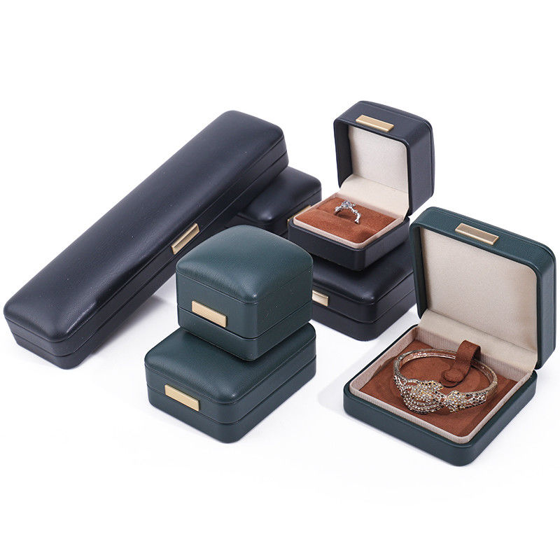 Converso con il tetto di pelle finta Luxury gioielleria Box con ornamento della barra d'oro
