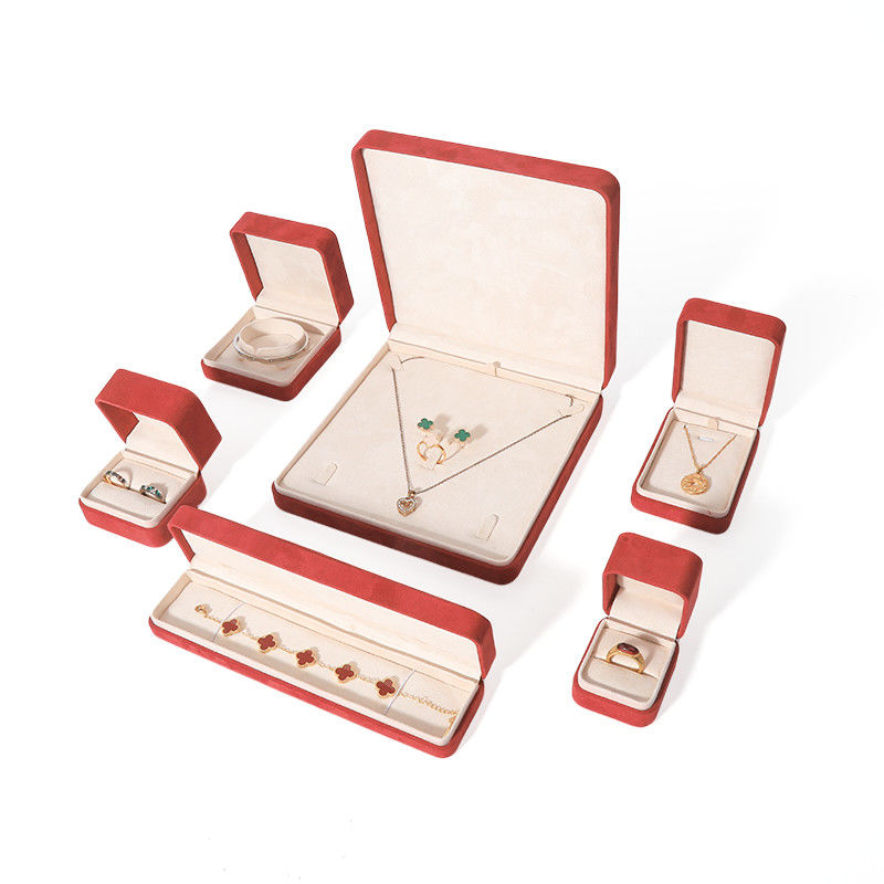 3D Printing Premium Red Jewelry Box Packaging for Big Necklace Bracelet Earrings Ring Set