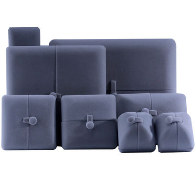 Flat Open Grigio Soft Velvet Gioielleria Scatola di stoccaggio con bottone di chiusura