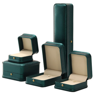 Ornamenti per collare con logo personalizzato Scatola gioielli in pelle verde per Hanhong 2023 Luxury Ring