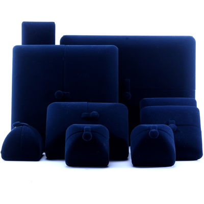 Scatola di gioielli blu velluto per anello di collana Hanhong Custom Logo Luxury Gift Packaging Box